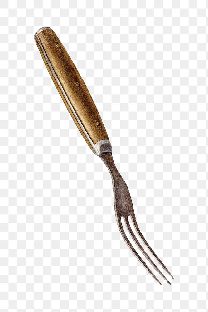 Vintage steel fork png illustration, remixed from the artwork by Fred Hassebrock
