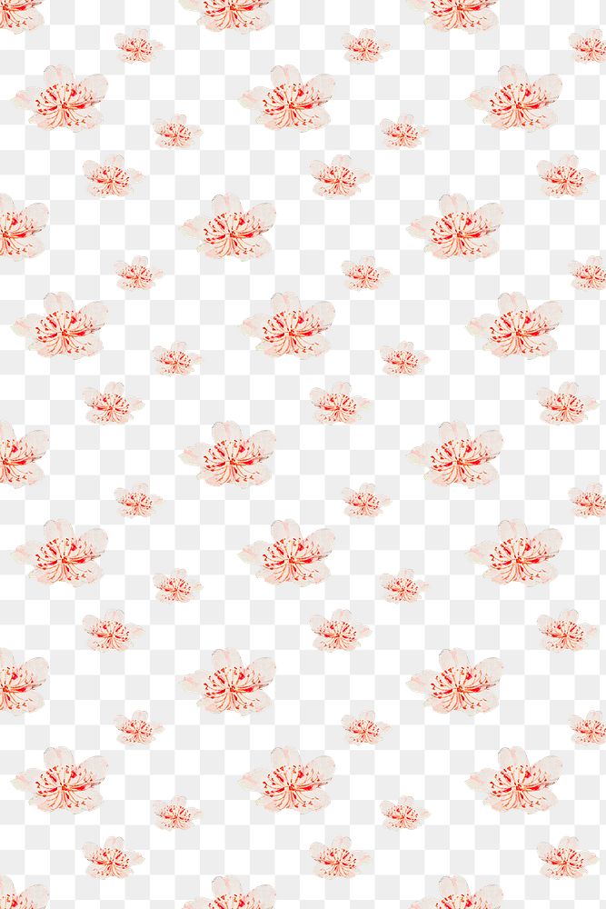 Japanese floral pattern transparent background, remix from artworks by Megata Morikagaa