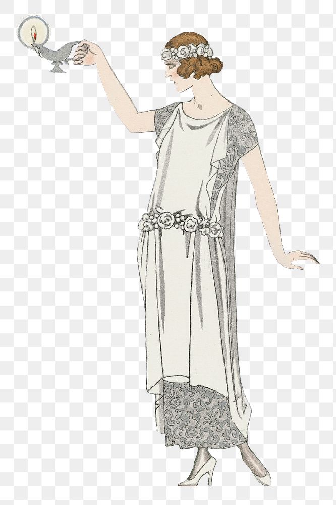 1920s women's fashion png, remix from artworks by George Barbier