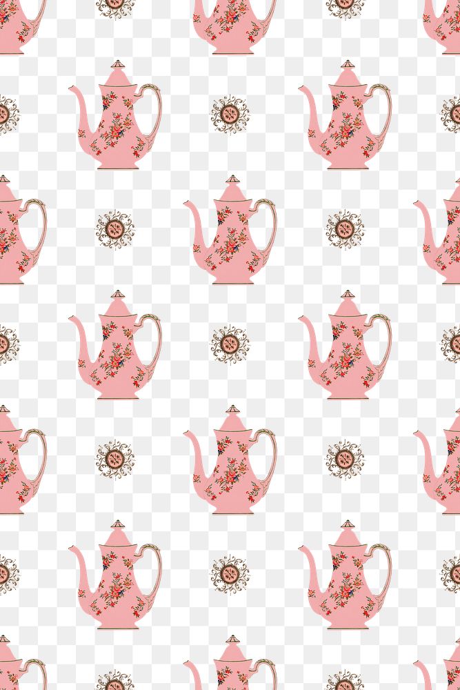 PNG Vintage pitcher transparent seamless pattern background, remixed from Noritake factory tableware design