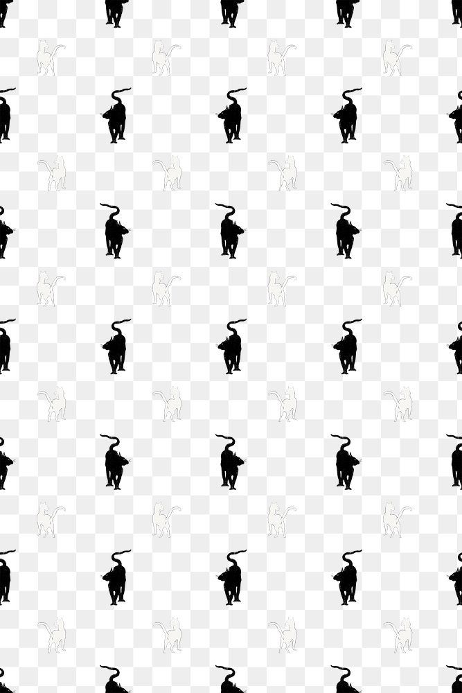 Png pattern with black cat transparent background, remixed from artworks by &Eacute;douard Manet