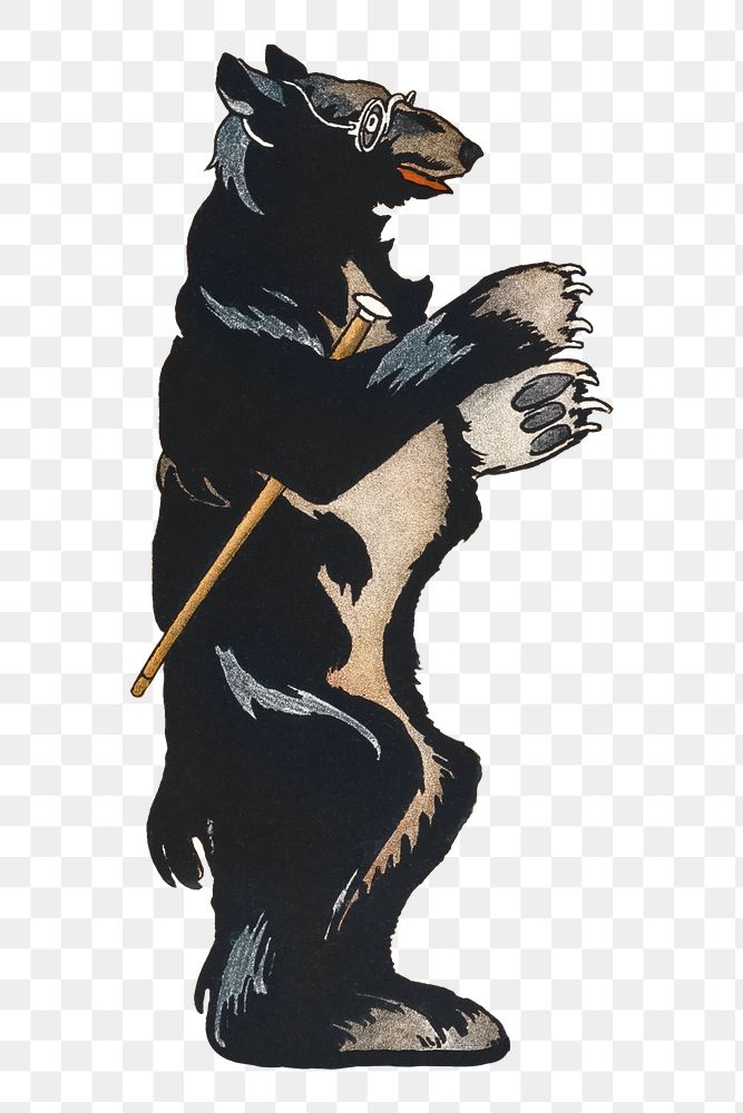 Bear png animal sticker, remixed from artworks by Edward Penfield