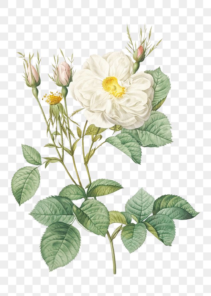 Vintage white rose of York transparent png
