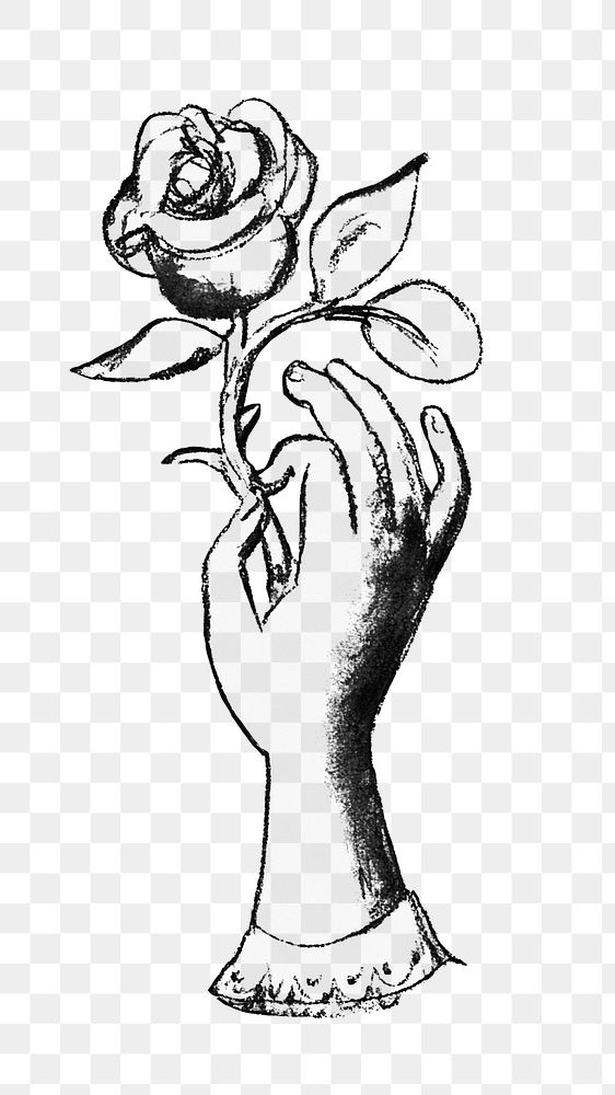 Hand with rose png sticker, remixed from artworks from Leo Gestel