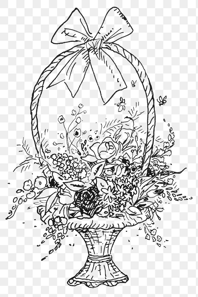 Vintage flower basket png sticker, remixed from artworks from Leo Gestel