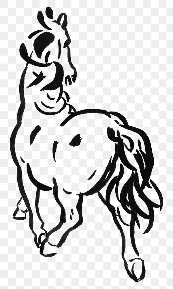 Horse png sticker vintage illustration, remixed from artworks from Leo Gestel