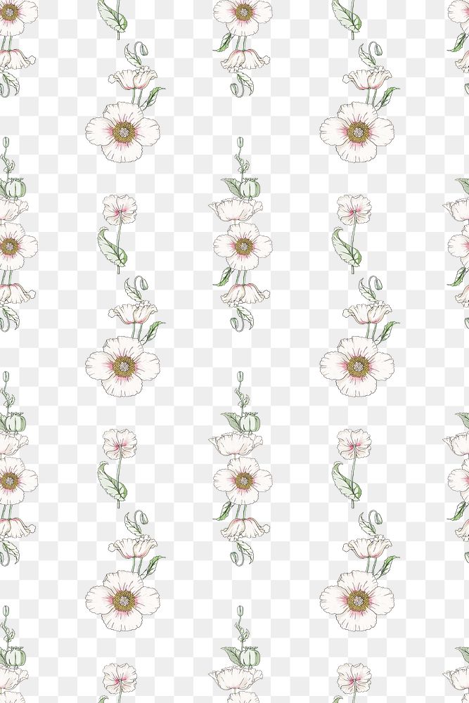 Vintage poppy flower pattern transparent png design resource