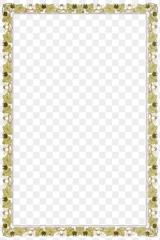 Vintage water lily flower frame transparent pngdesign element