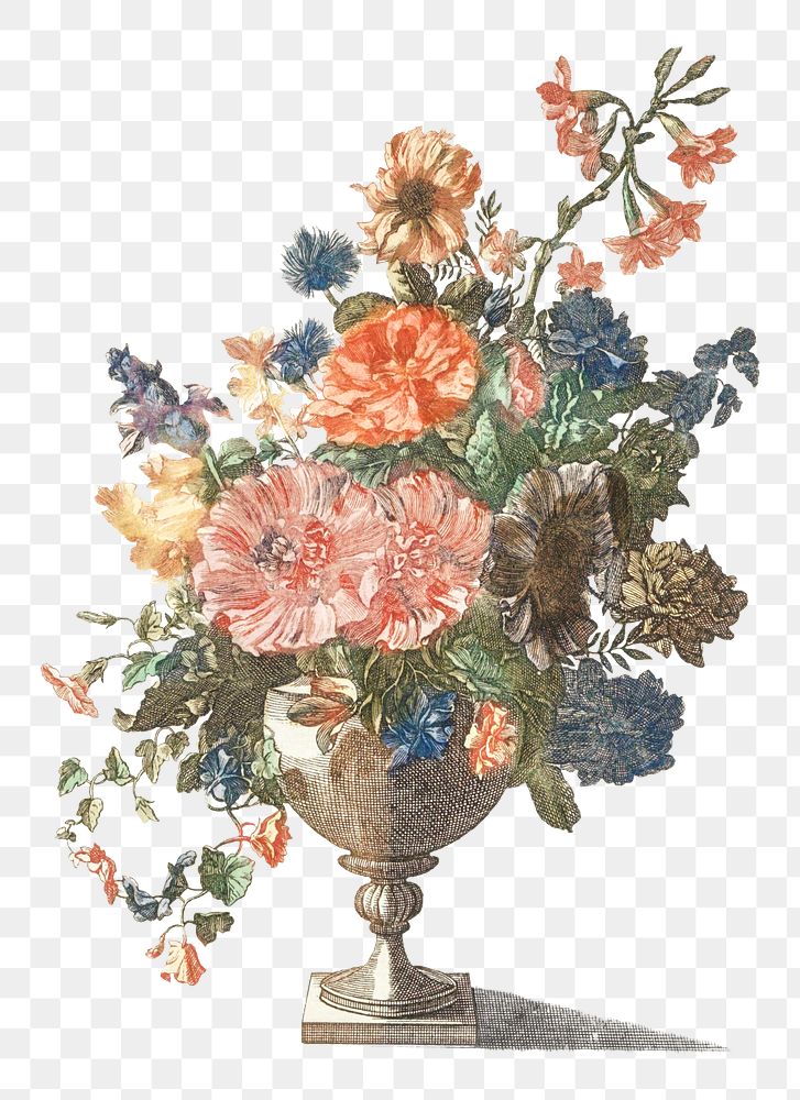 Flower bouquet in vase png sticker vintage botanical