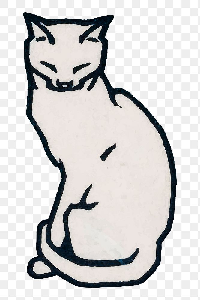 Vintage cat animal sticker png hand drawn