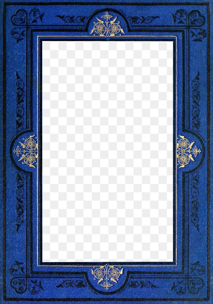 Vintage rectangle blue frame transparent png