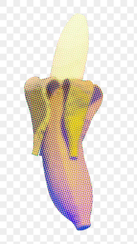 Halftone png banana peel, remixed from artworks by John Margolies