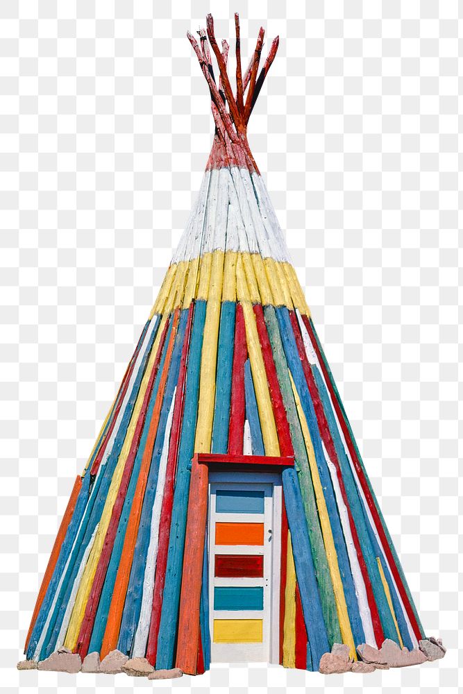Rainbow png Teepee tent, remixed from artworks by John Margolies