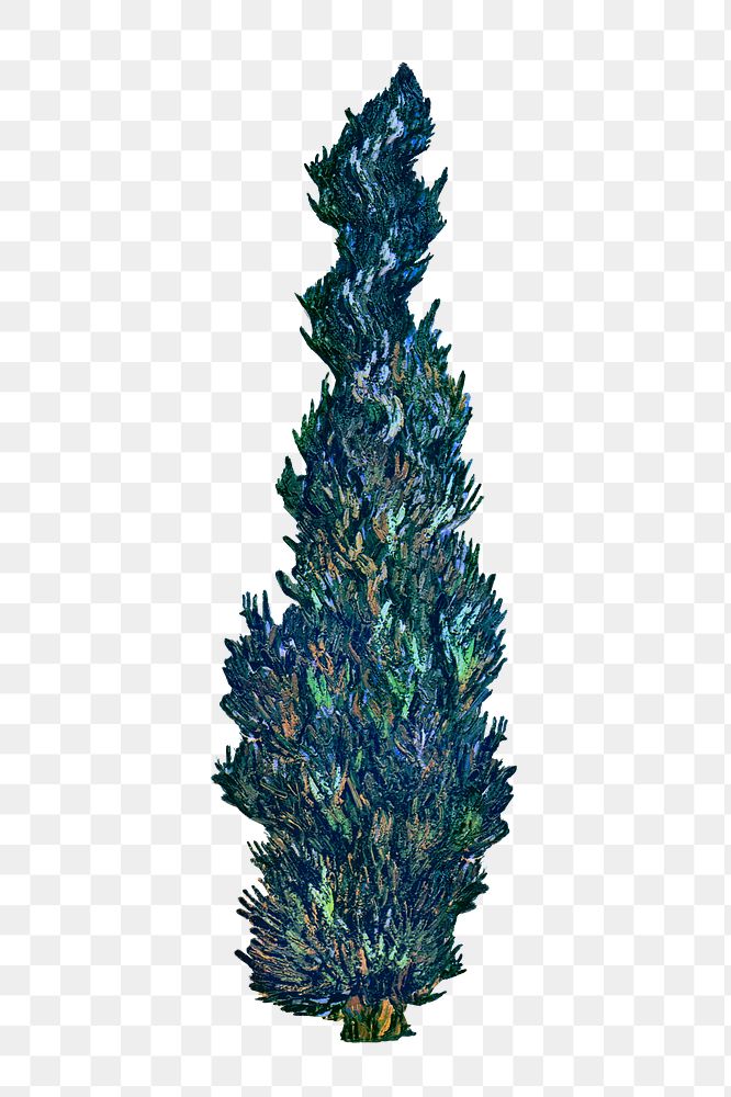 Tree png sticker from Van Gogh's Road with Cypress and Star, famous artwork on transparent background, remastered by rawpixel