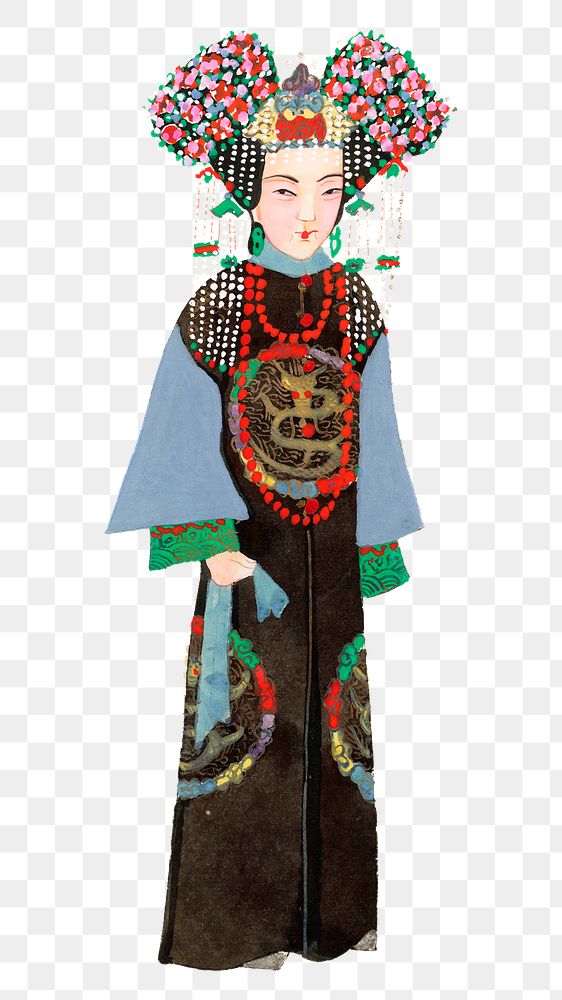 Chinese Empress costume png, Manchu dynasty traditional illustration