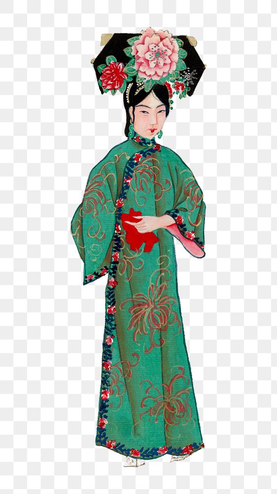 Lady png in modern Manchu costume sticker
