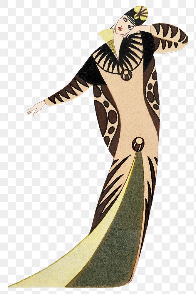 Png woman in long tubular dress, remixed from the artworks by Otto Friedrich Carl Lendecke