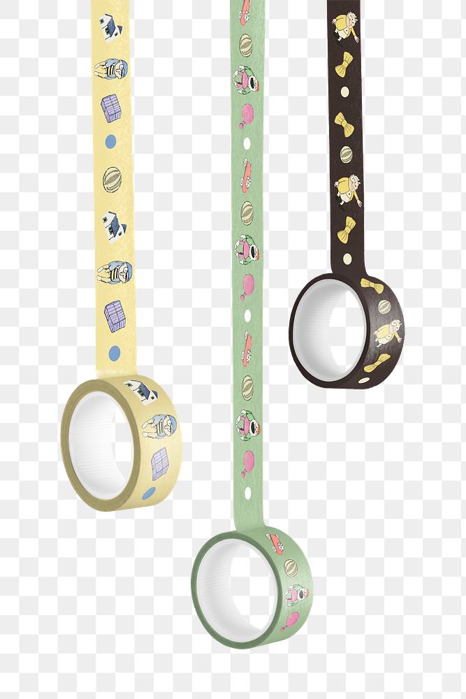 Png washi tapes mockup with cartoon illustration remix from the artworks by Charles Martin