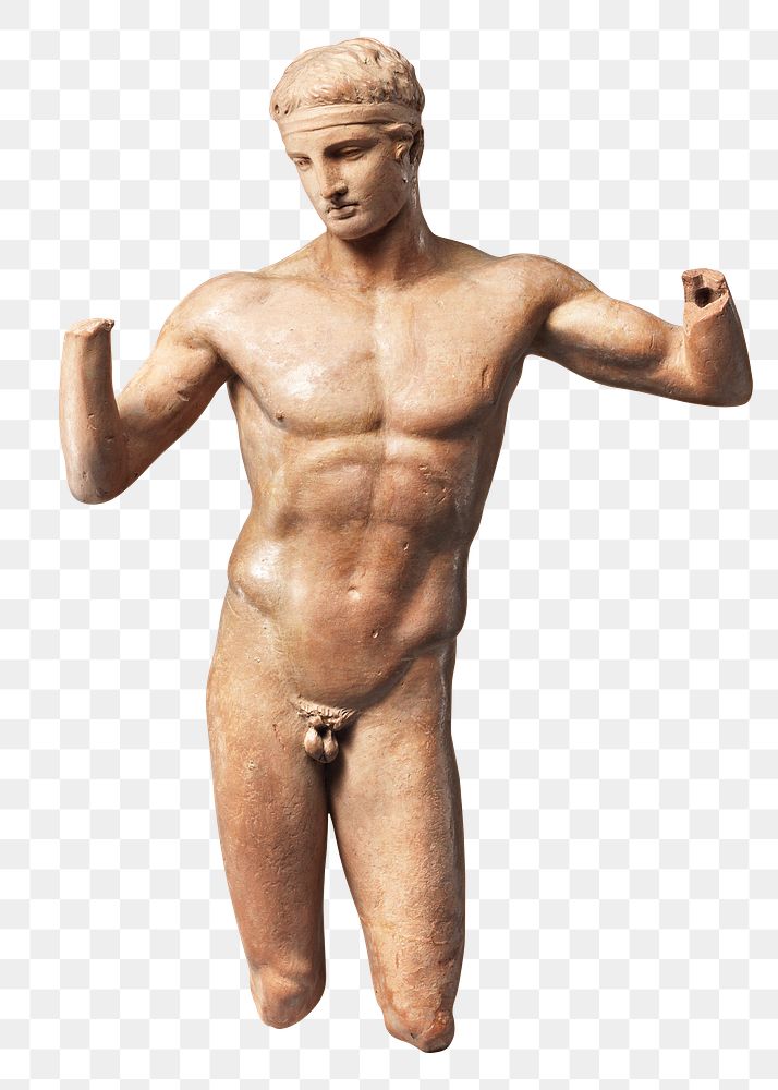 Male nude terracotta sculpture png 