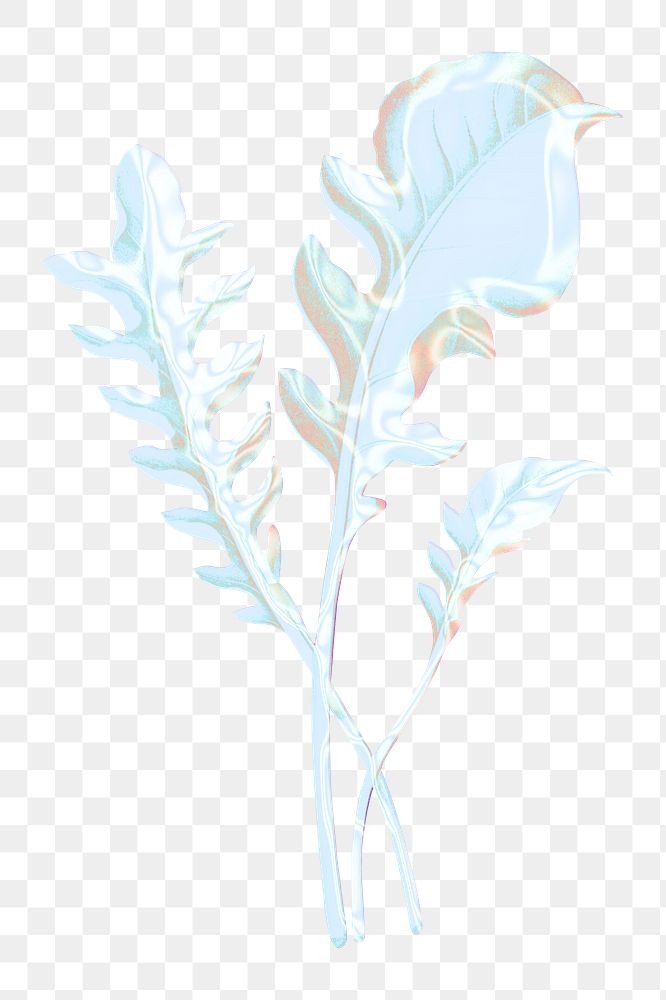 Blue leaf png sticker, aesthetic nature illustration on transparent background