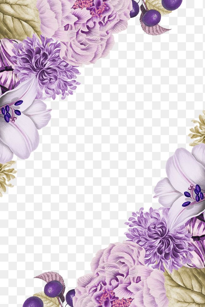 Vintage purple floral frame design element