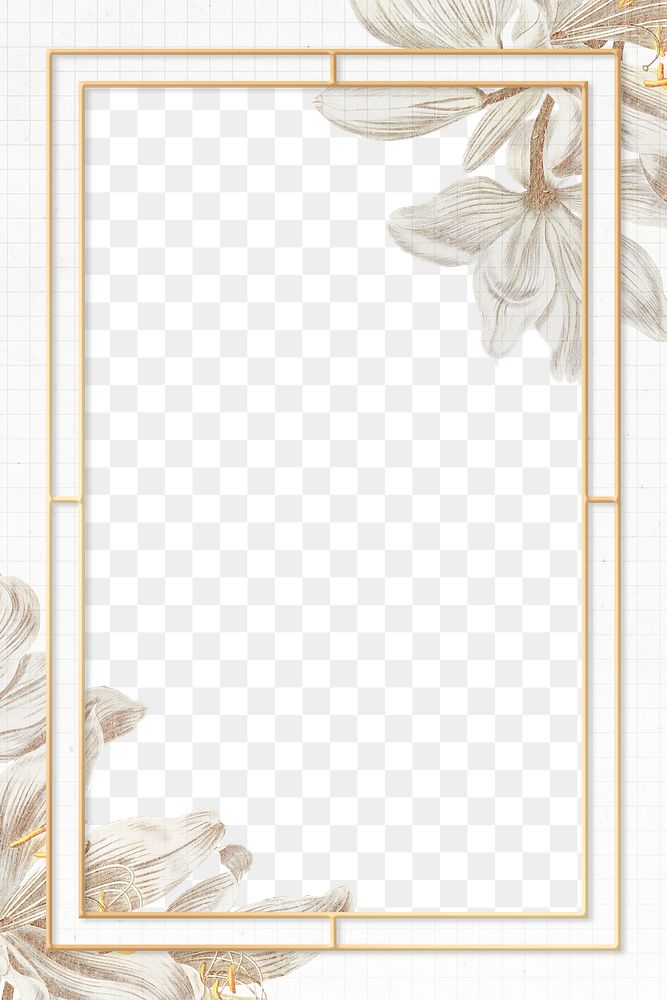 Vintage white lily flower frame design element