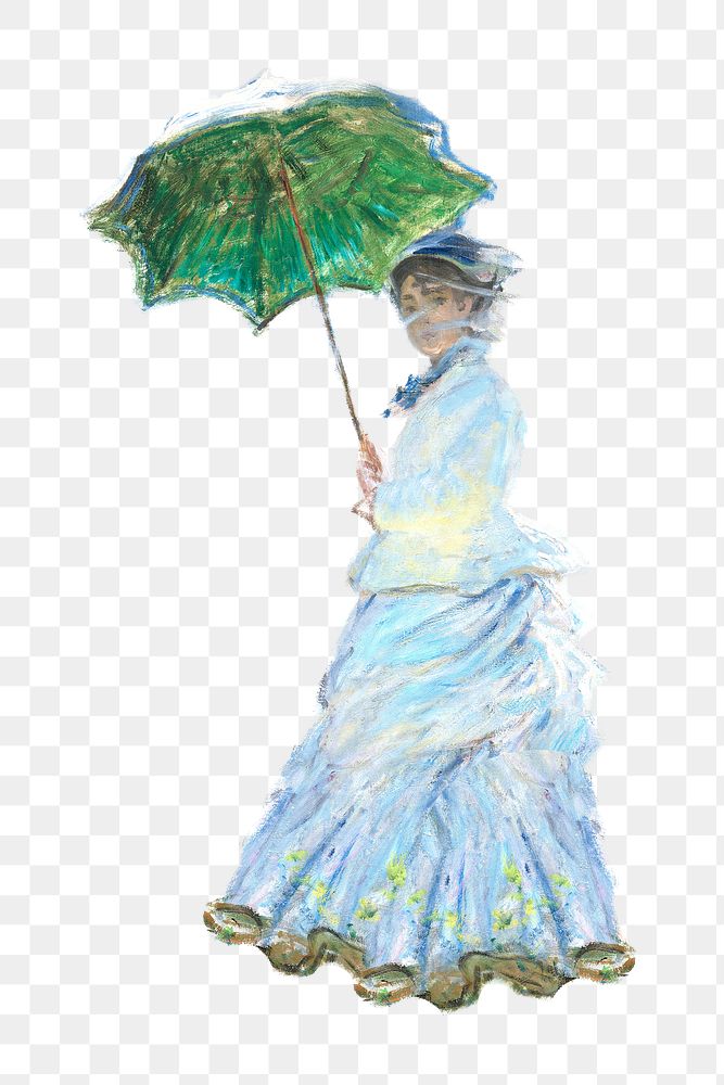 Png Woman with a Parasol sticker, Claude Monet's vintage painting on transparent background, remastered by rawpixel