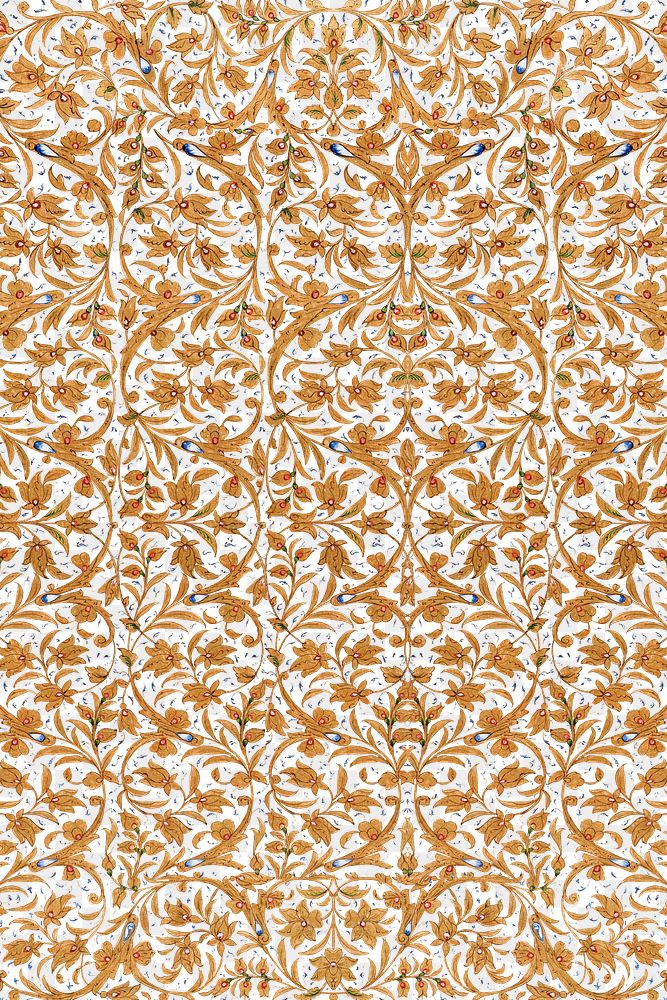 Vintage brown floral pattern transparent background, featuring public domain artworks
