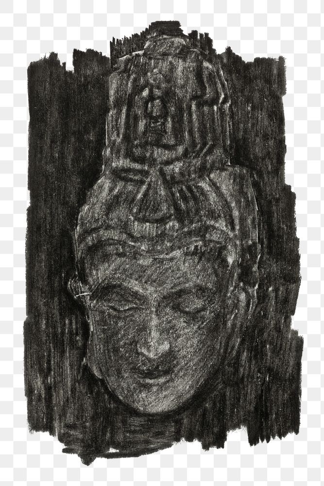 Vintage png Shiva god drawing, remixed from the artworks of Jan Toorop.