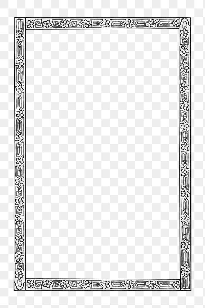 Black and white art nouveau png frame, remixed from the artworks of Jan Toorop.