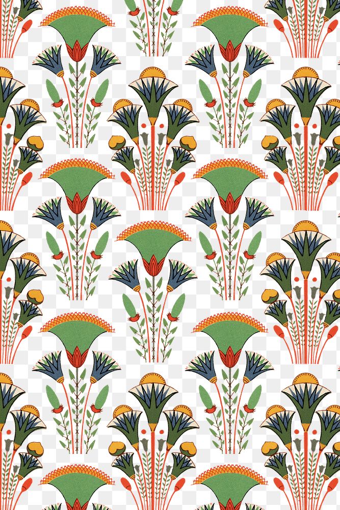 Egyptian floral pattern png background