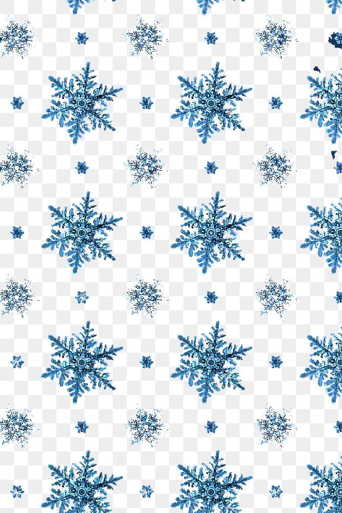Season&rsquo;s greetings transparent snowflake pattern background, remix of photography by Wilson Bentley