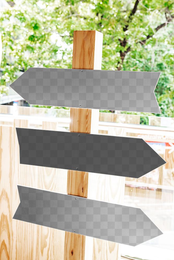 Arrow sign png mockup directions in the park