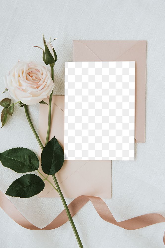 Rose flower by a card mockup design element 