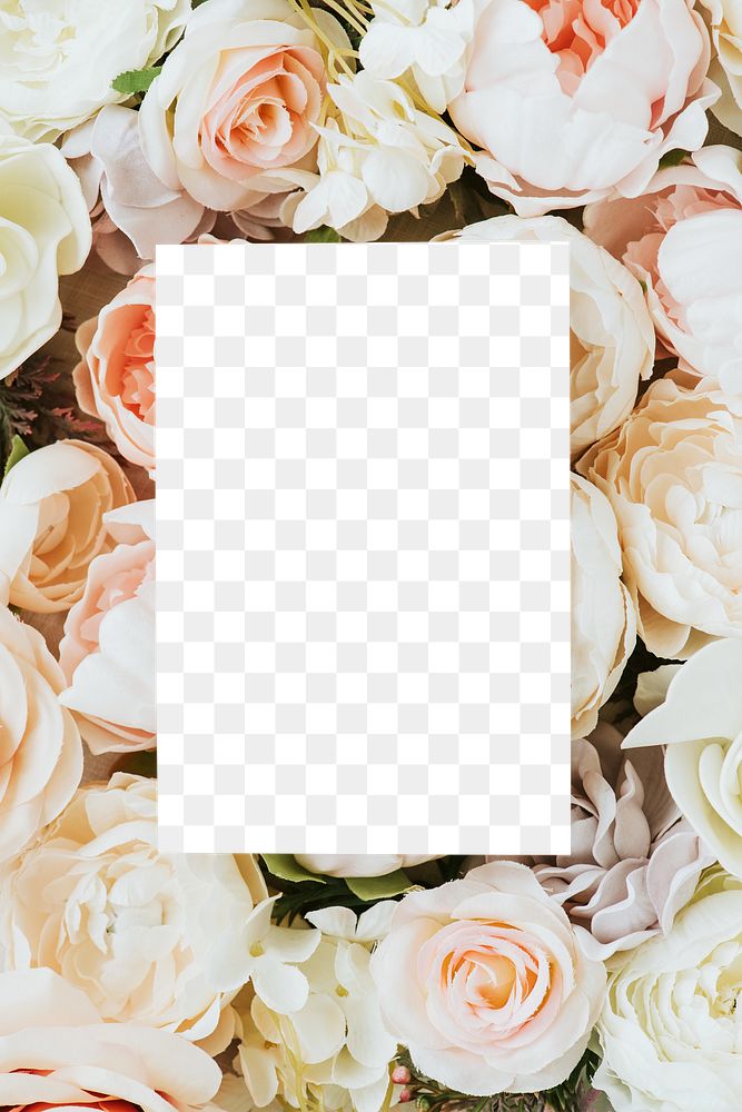Card mockup on a bunch of roses design element 