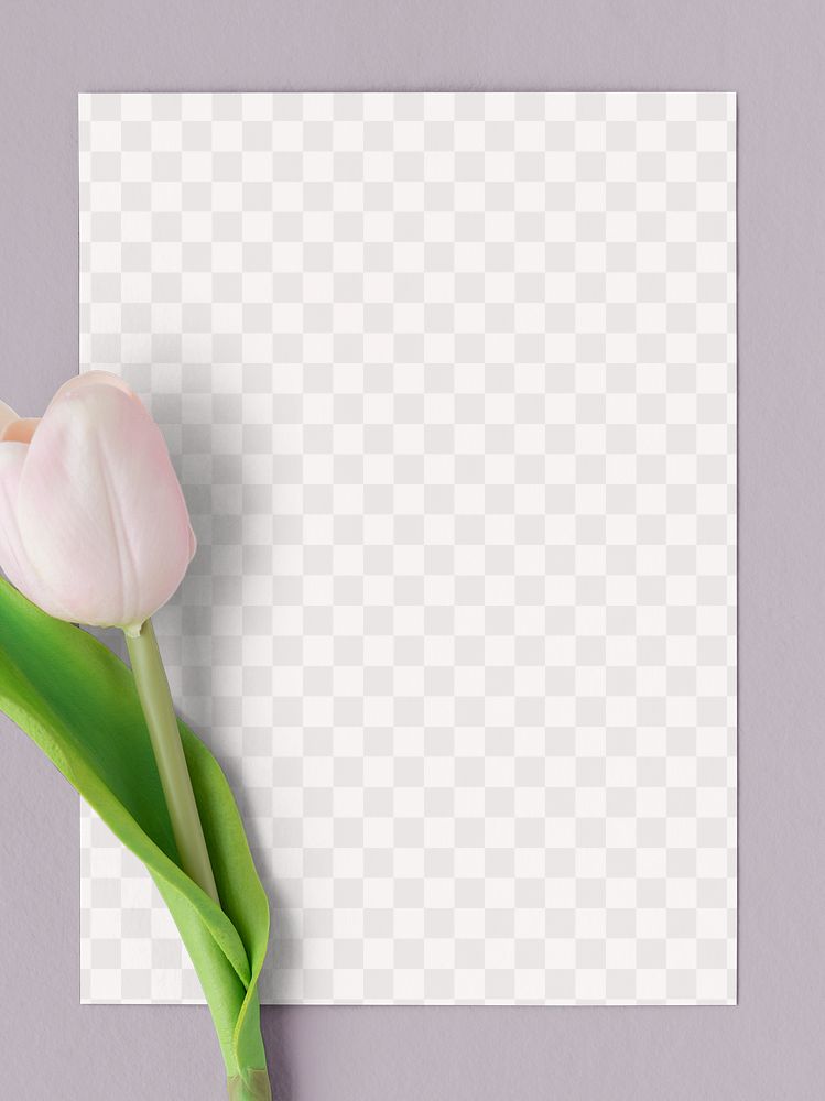 Tulip flower on an invitation card mockup 