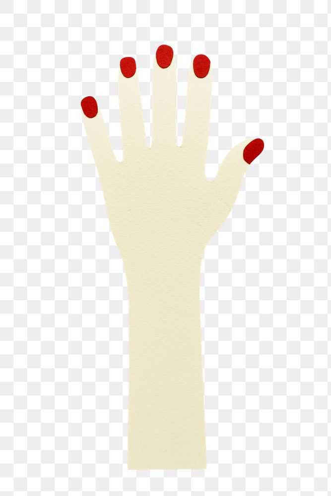 Hand with red nails paper craft design element