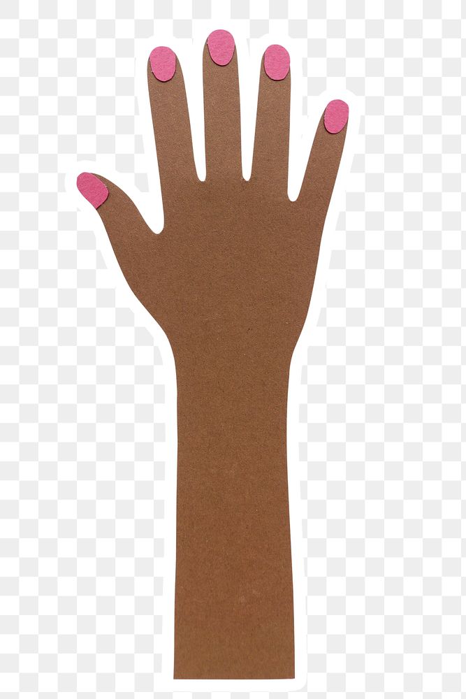 Hand with pink nails paper craft sticker