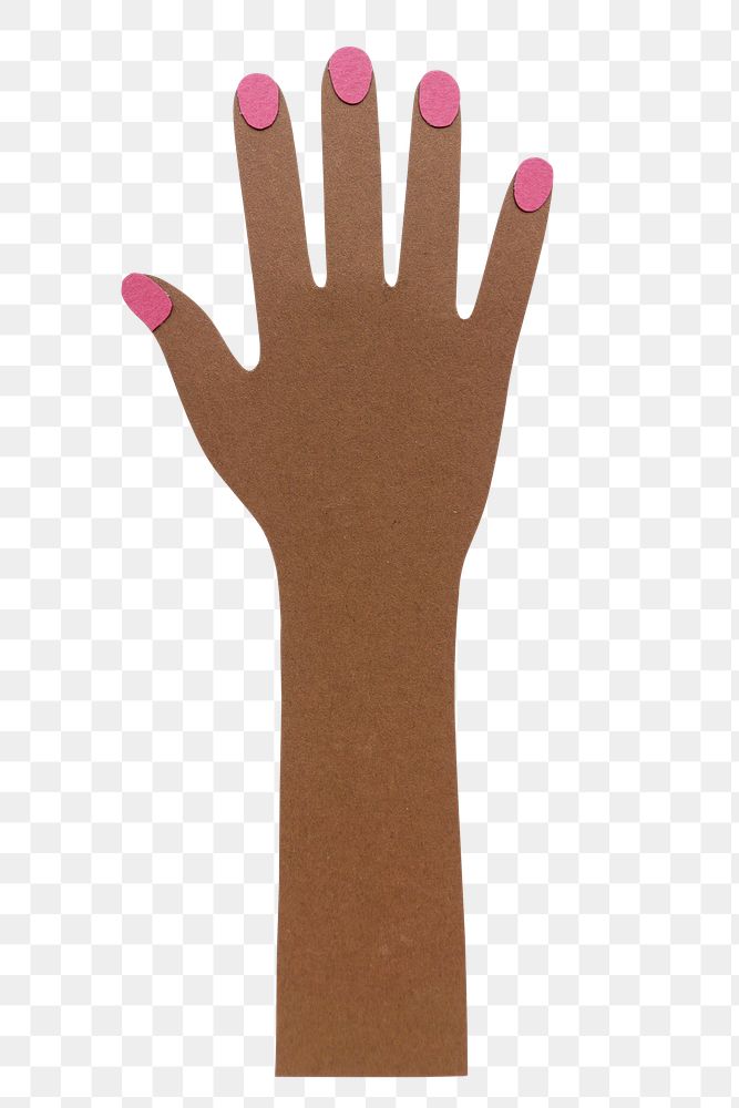 Hand with pink nails paper craft design element