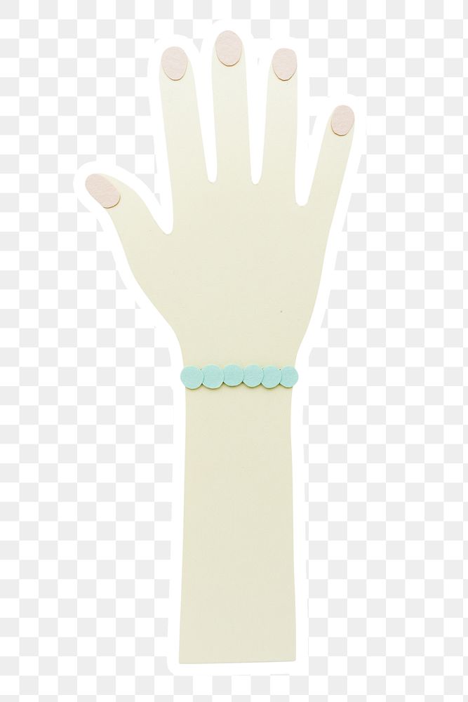 Hand with a pearl bracelet paper craft sticker
