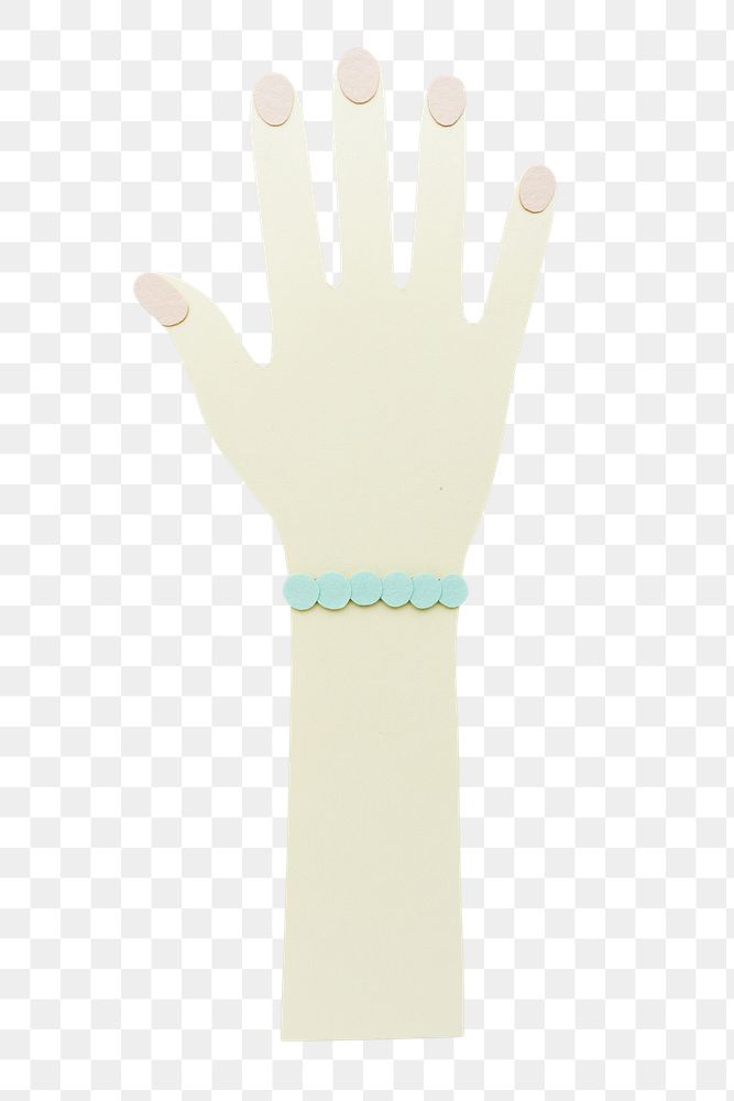 Hand with a pearl bracelet paper craft design element