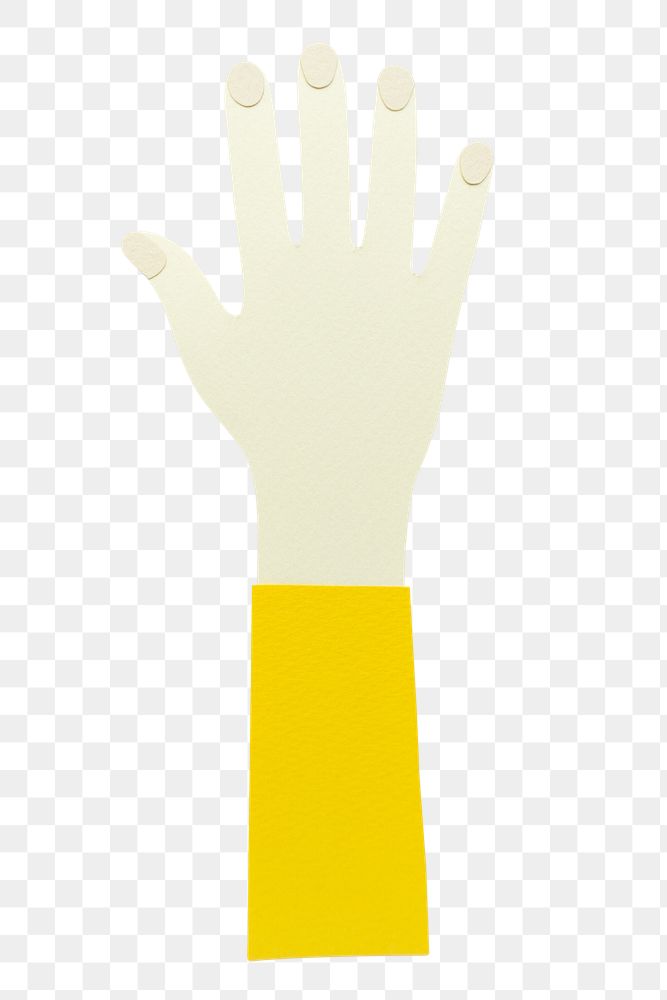 Hand with yellow sleeve paper craft design element