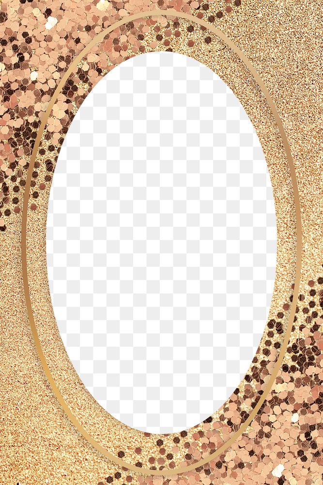 Gold shimmering oval frame on a gold background 