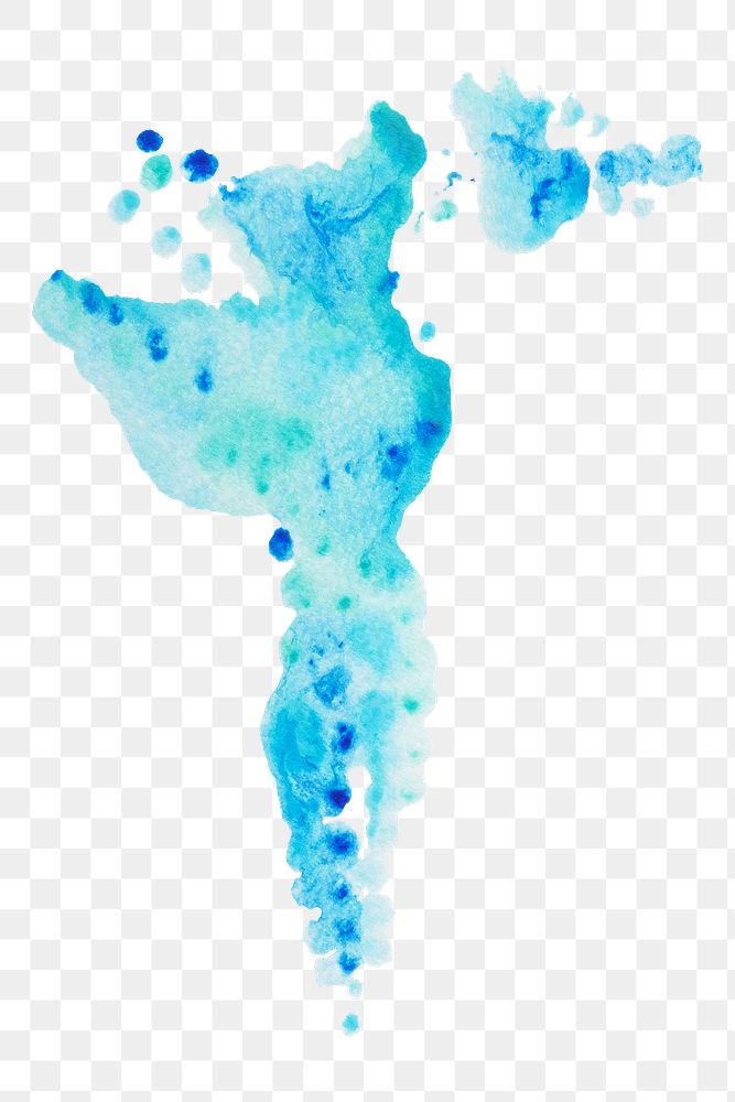 Abstract light blue watercolor splash transparent png