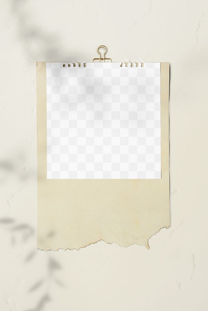Blank torn paper templates set with a paperclip transparent png
