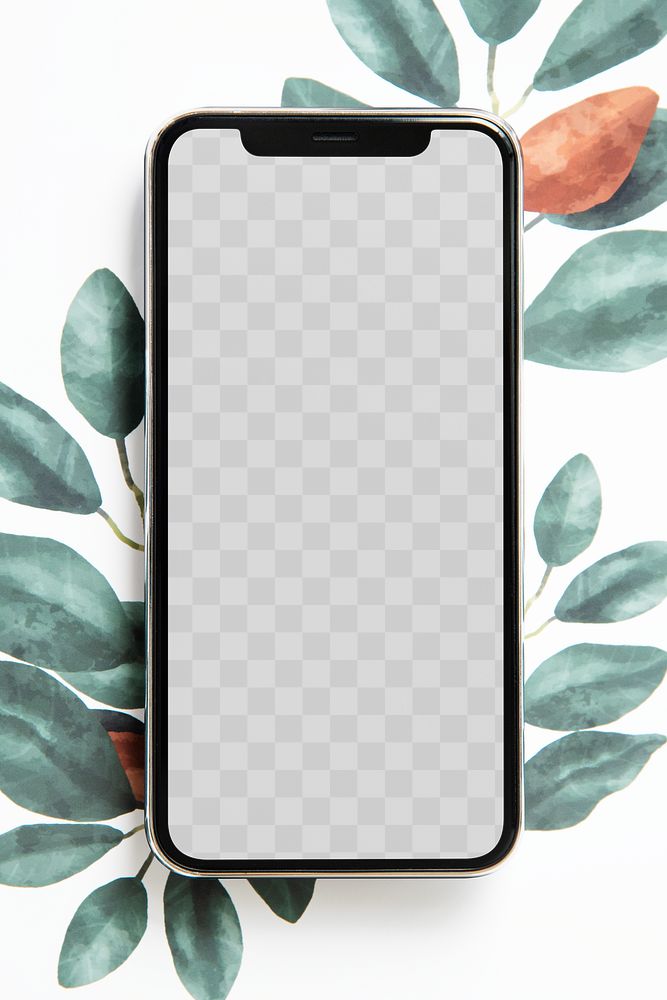 Mobile phone screen png mockup, digital device