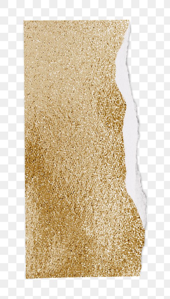 Torn paper gold element png in glitter style handmade craft