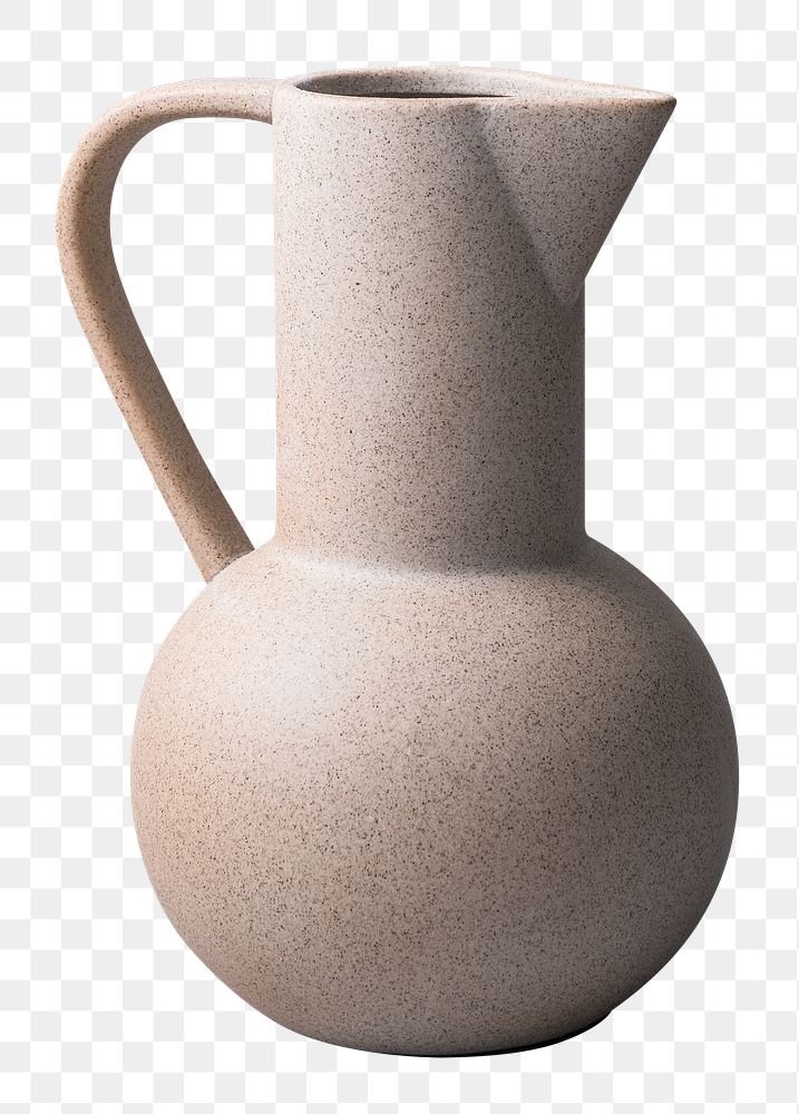 Png beige ceramic jug vase mockup