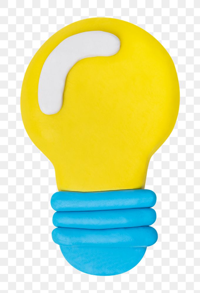 Png light bulb clay icon cute handmade marketing creative craft graphic