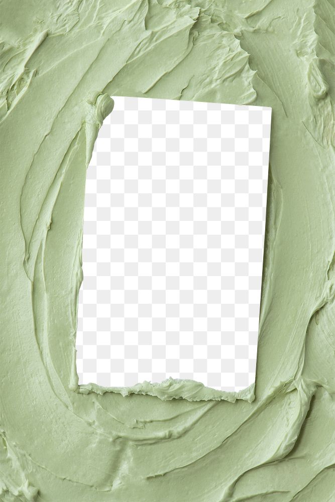 Png business card mockup on green frosting texture